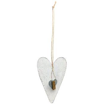 HerzHänger ClairBlanc, weiß, Metall, 7,5x0,1x10 cm