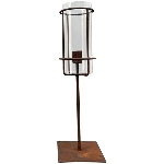 KerzenHalter Teal, Metall/Glas, 10x10x35,5 cm