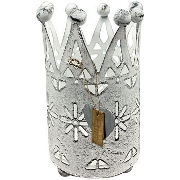 Krone ClairBlanc, weiß, Metall, 6,5x6,5x11 cm
