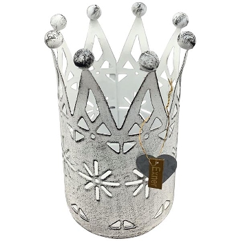 Krone ClairBlanc, weiß, Metall, 8x8x13,5 cm