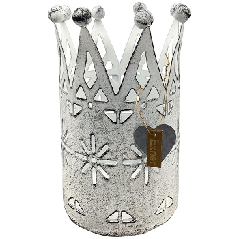 Krone ClairBlanc, weiß, Metall, 8x8x13,5 cm