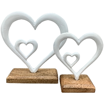 Herz Puri, weiß/natur, Alu/Holz, 10,5x5x13,5 cm
