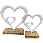 Herz Puri, weiß/natur, Alu/Holz, 17x5x16 cm
