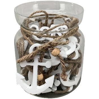 AnkerHänger in Glas ClairBlanc, weiß, Alu/Glas, 4,5x0,5x6 cm