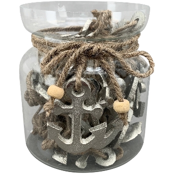 AnkerHänger in Glas GROS, silber, Alu/Glas, 4x0,5x5 cm