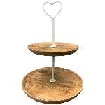 Etagere mit HerzGriff Puri, natur/weiß, Holz/Alu, 25x25x38 cm