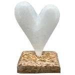 Herz Puri, weiß, Alu/Holz, 8x5x12 cm