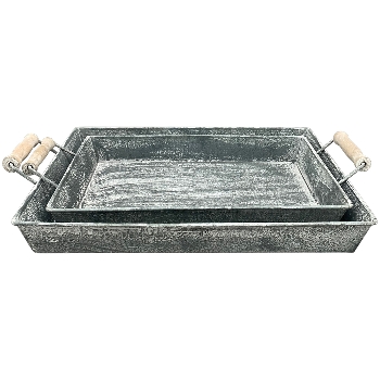 TablettSet/2 Junker, grau, Metall, 35,5x17x5 cm, 37,5x22x6,5 cm