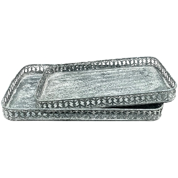 TablettSet/2 Junker, grau, Metall, 30,5x17x3 cm, 34x19x3,5 cm