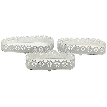 TablettSet/3 ClairBlanc, weiß, Metall, 24,5x9,5x6 cm,