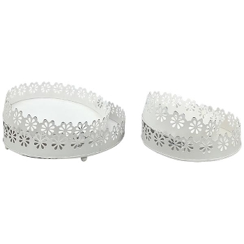 TablettSet/4 ClairBlanc, weiß, Metall, 17x17x5,5 cm, 21x21x6 cm,