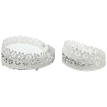 TablettSet/4 ClairBlanc, weiß, Metall, 17x17x5,5 cm, 21x21x6 cm,