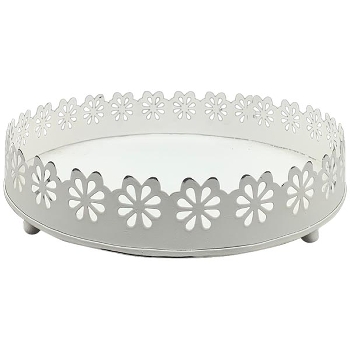 TablettSet/4 ClairBlanc, weiß, Metall, 17x17x5,5 cm, 21x21x6 cm,