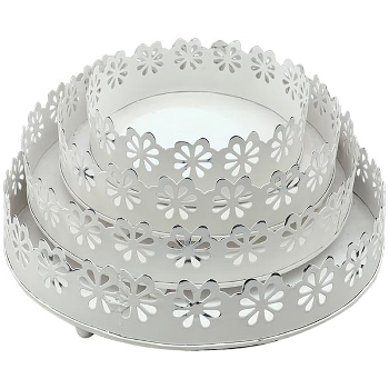 TablettSet/4 ClairBlanc, weiß, Metall, 17x17x5,5 cm, 21x21x6 cm,