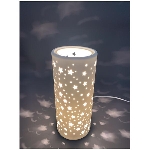 LeuchtGlas mit LED, Blanche, weiß, Keramik, 11,5x11,5x24,5 cm