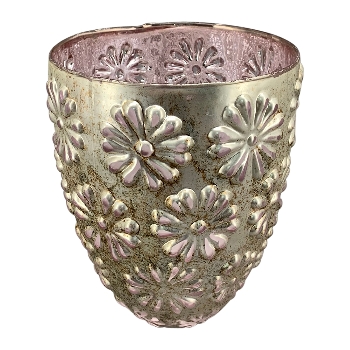 WindLicht VIN, pink, Glas, 17,5x17,5x20,5 cm