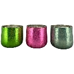 WindLicht Coloré, grün/pink/petrol, Glas, 13,5x13,5x13 cm