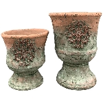 Pokal moola, terra/grün, Zement, 17x17x21,5 cm