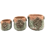 Topf moola, terra/grün, Zement, 15,5x14x13 cm