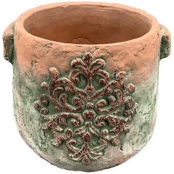 Topf moola, terra/grün, Zement, 19x17x15 cm