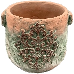 Topf moola, terra/grün, Zement, 19x17x15 cm