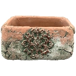 Topf moola, terra/grün, Zement, 20,5x12,5x9,5 cm