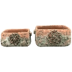 Topf moola, terra/grün, Zement, 20,5x12,5x9,5 cm