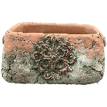 Topf Moola, terra/grün, Zement, 20,5x12,5x9,5 cm