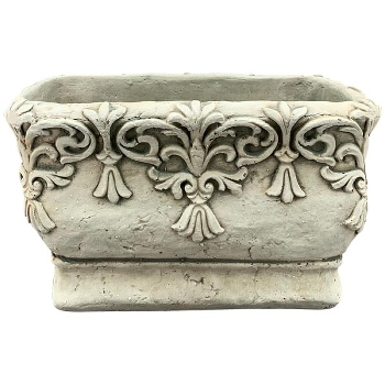 Topf Valo, creme, Zement, 24x14x14 cm