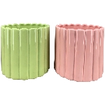 Topf SpringIvory, grün/pink, Porzellan, 16x16x15 cm