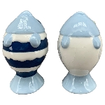FischSalz/PfefferStreuer Dolomite, weiß/blau, Porzellan,
