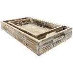 TablettSet/2 Bloom, weiß, Holz, 30x20x5 cm, 40x24x5,5 cm