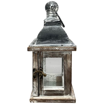 LaternenSet/2 Bloom, grau/weiß, Holz/Glas/Metall, 11x11x21 cm,