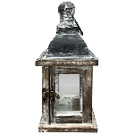 LaternenSet/2 Bloom, grau/weiß, Holz/Glas/Metall, 11x11x21 cm,