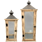 LaternenSet/2 Bloom, weiß, Holz/Glas/Metall, 18x18x46 cm,