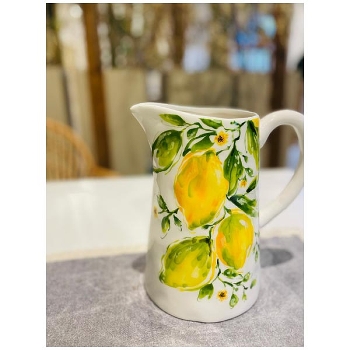 Krug Citron, weiß/gelb, Keramik, 19x9x17 cm