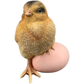 Küken mit Ei Sannie, braun/pink, Polyresin, 8x7x10,2 cm
