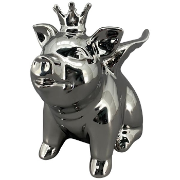 SparDose Schwein ArgenT, silber, Keramik, 21x14x19 cm