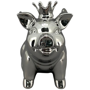 SparDose Schwein ArgenT, silber, Keramik, 21x14x19 cm