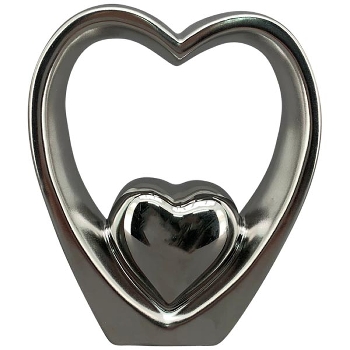 Herz ArgenT, mattsilber, Keramik, 12x5x13 cm