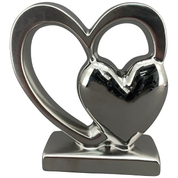Herz ArgenT, mattsilber, Keramik, 14x5x15 cm
