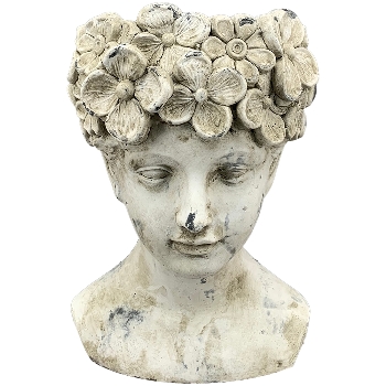 PflanzKopf Valo, creme, Zement, 20,5x19,5x30 cm