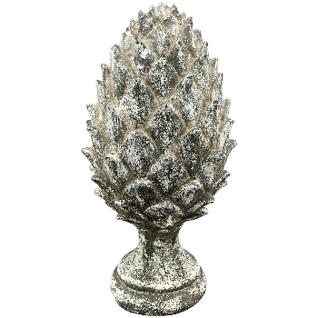Zapfen Valo, grau, Polyresin, 15,5x15,5x30 cm