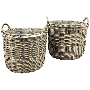 PflanzKorbSet/2 Willow, natur, Rattan, 40x40x34 cm, 46x46x38 cm