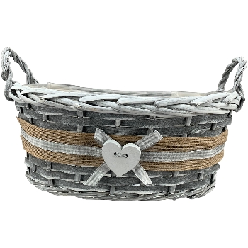 PflanzKorbSet/3 Willow, grau, Rattan, 22x14x10 cm