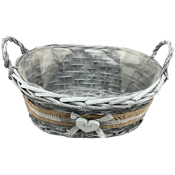 PflanzKorbSet/3 Willow, grau, Rattan, 22x14x10 cm
