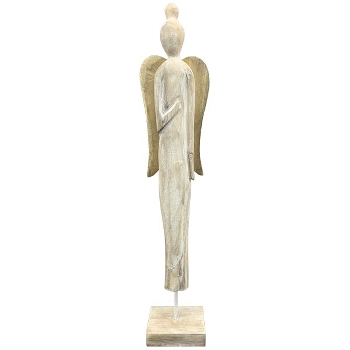 Engel Artisanal, weiß, Holz, 18x12x84 cm