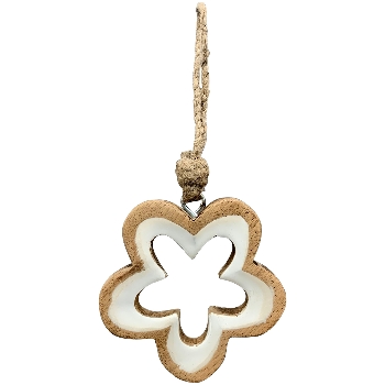 BlumenHänger Dost, weiß, Holz, 9,5x1,5x9,5 cm