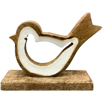 Vogel Dost, weiß, Holz, 20x6,5x20,5 cm