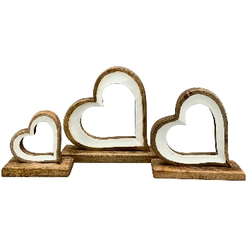Herz Dost, weiß, Holz, 26x6x26 cm